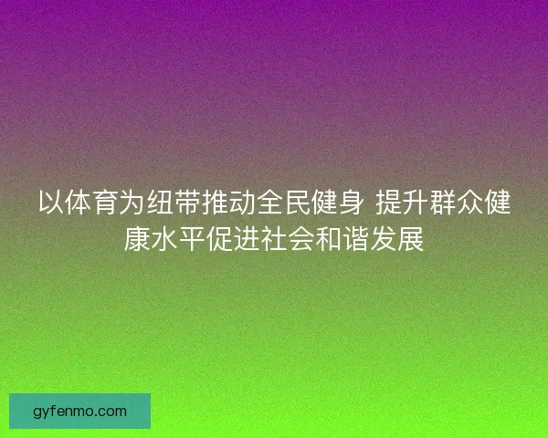 以体育为纽带推动全民健身 提升群众健康水平促进社会和谐发展 以体育为纽带推动全民健身 提升群众健康水平促进社会和谐发展