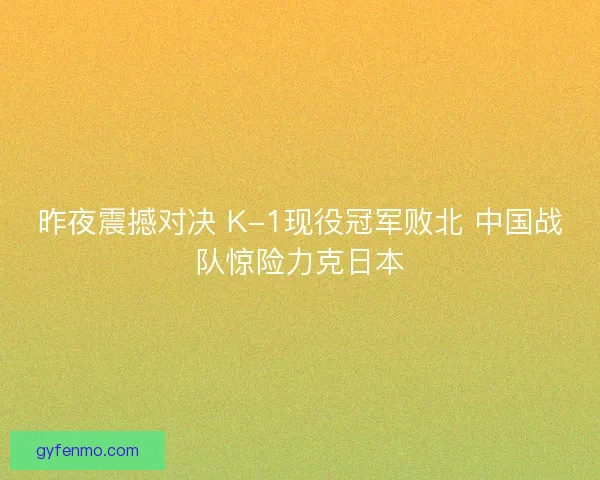 昨夜震撼对决 K-1现役冠军败北 中国战队惊险力克日本