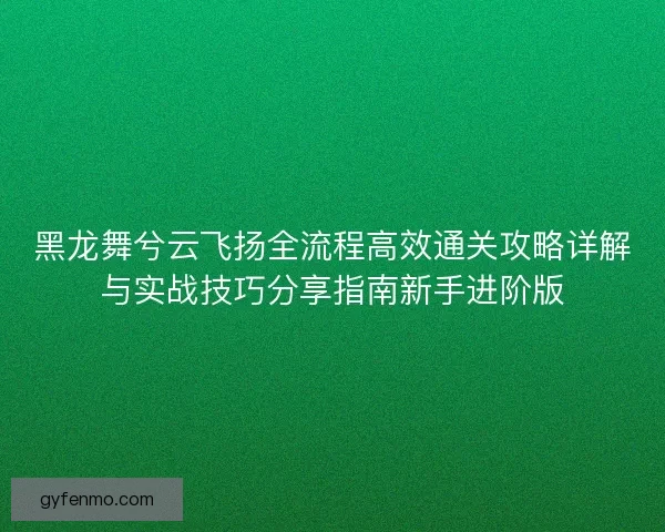 黑龙舞兮云飞扬全流程高效通关攻略详解与实战技巧分享指南新手进阶版 黑龙舞兮云飞扬全流程高效通关攻略详解与实战技巧分享指南新手进阶版